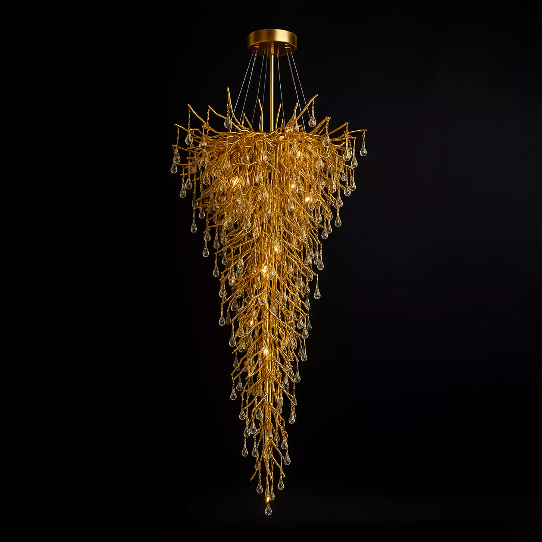 Gold Flare Double Height Stair Chandelier